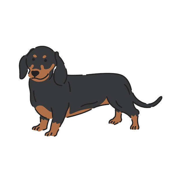 Vector vector handgetekende cartoon illustratie van een hond