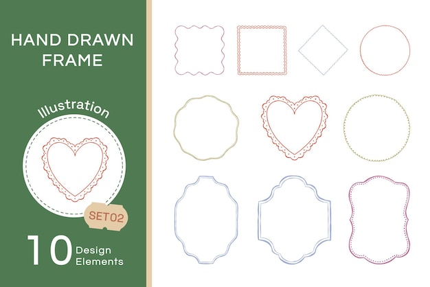 Vector handgetekende doodle frame Set2