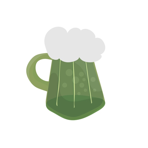 Vector handgetekende groen bier geïsoleerd op wit Happy St Patrick s Day Cartoon pictogram op wit