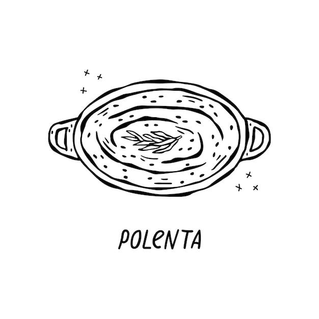 Vector handgetekende illustratie van de Italiaanse keuken Polenta