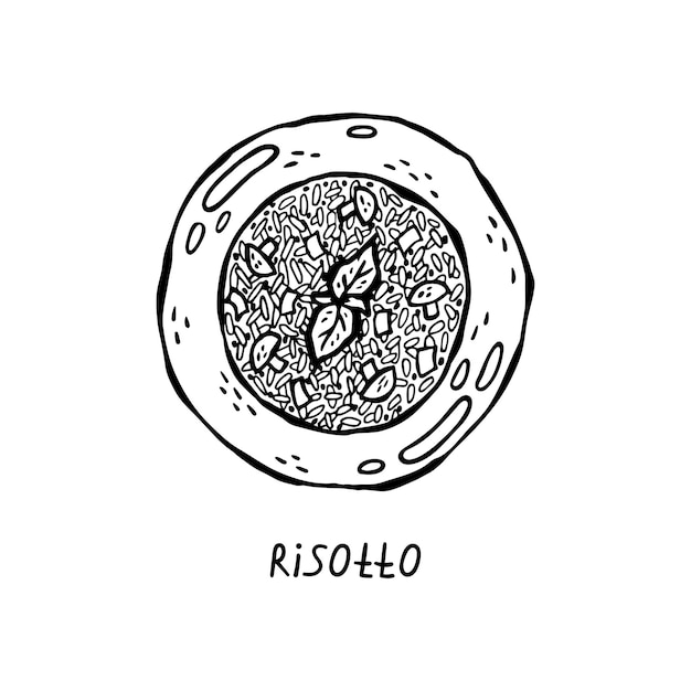 Vector handgetekende illustratie van de italiaanse keuken risotto