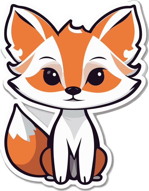 Vector handgetekende kawaii dierlijke sticker illustratie