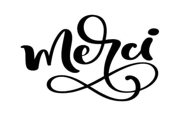 Vector handgetekende letters Merci Elegante moderne handgeschreven kalligrafie met dankbaar citaat