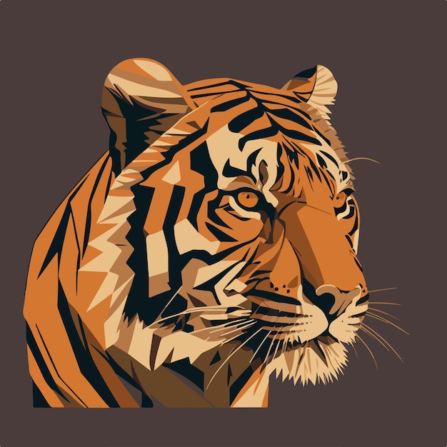 Vector handgetekende ontwerp tijger platte illustratie