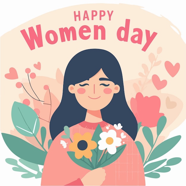 Vector handgetekende platte illustratie van de dag van de gelukkige vrouw