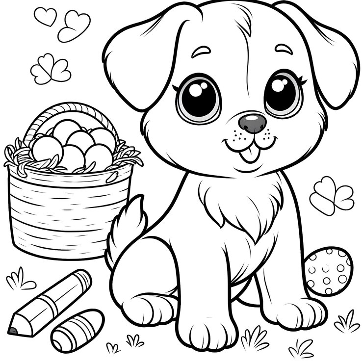 Vector handgetekende schattige hond dier omtrek illustratie