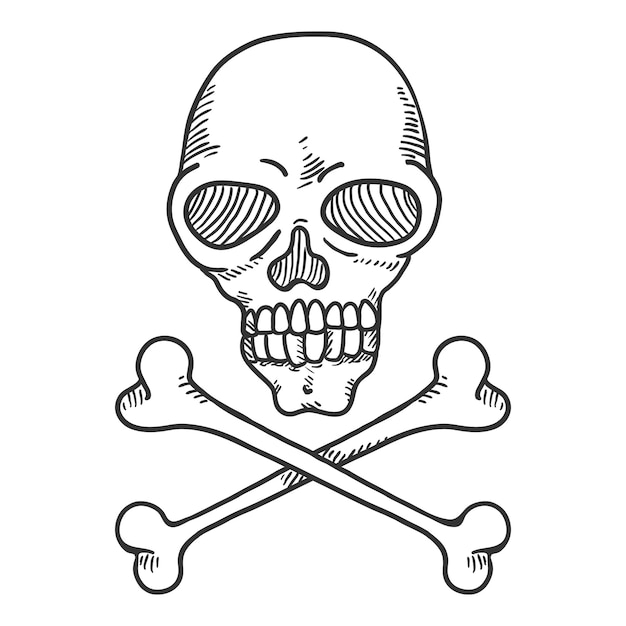 Vector Handgetekende schets Skull and Crossbones