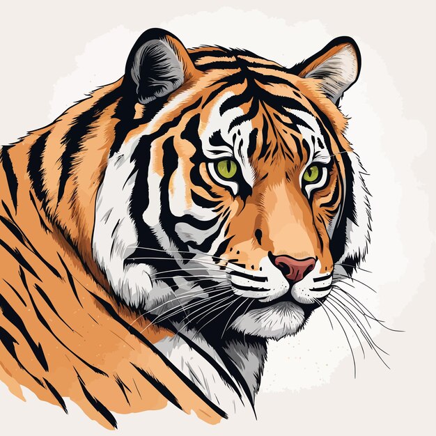 Vector vector handgetekende tijgerillustratie