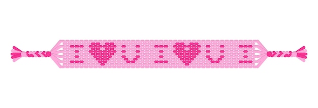 Vector handmade hippie friendship bracelet of pink threads.