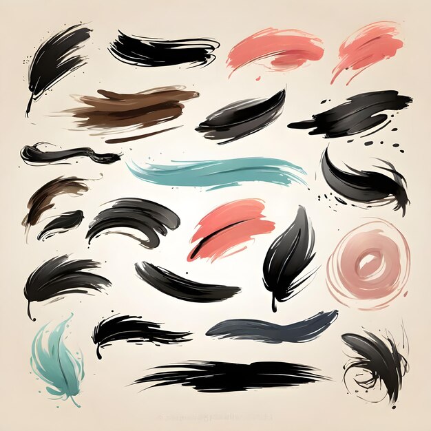 Vector handrawn brushstrokes collection