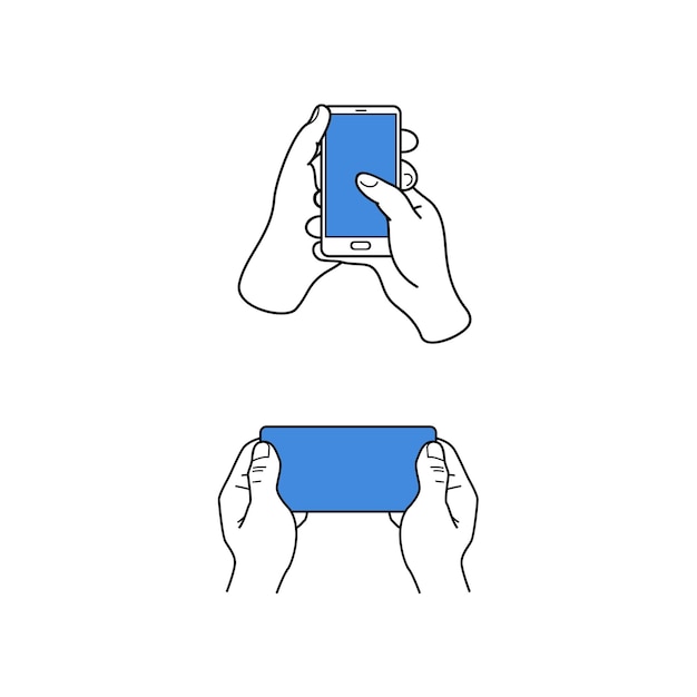 Vector hands catching phone illustration