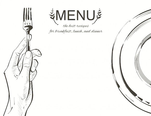 Vector hands holding a knife and fork