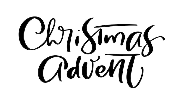 Vector handwritten calligraphic lettering text christmas advent design for winter holidays christmas advent calendar greeting cards poster religious nativity vector