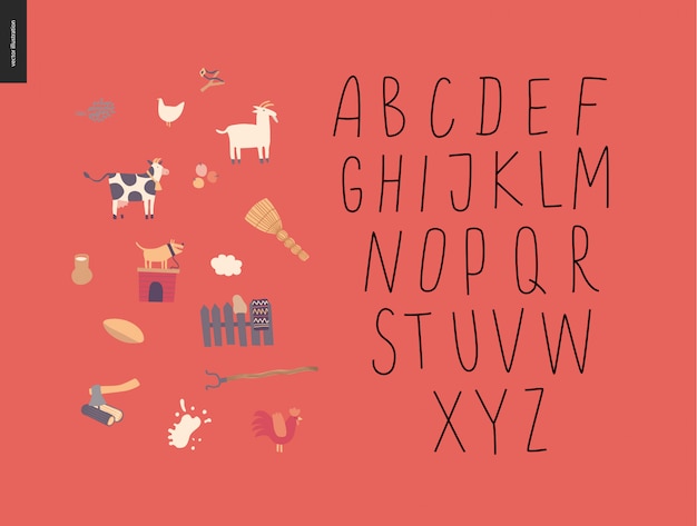 Vector alfabeto latino manoscritta
