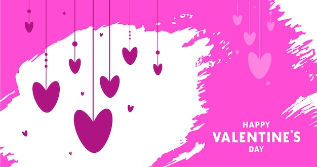 Vector Hangende harten voor Valentijnsdag Behang met tekst achtergrond in platte stijl Voor ontwerp