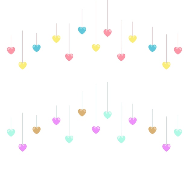 Vector vector hanging love hearts colorful on white background