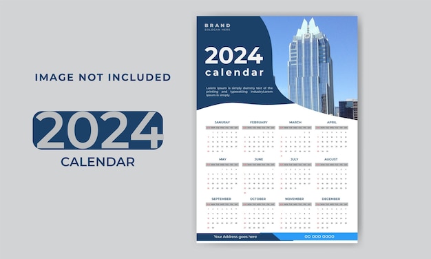 vector hanging style 2024 new year calendar template