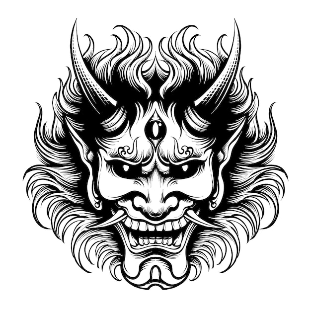 Vector vector hannya devil mask japanese folklore illustration design