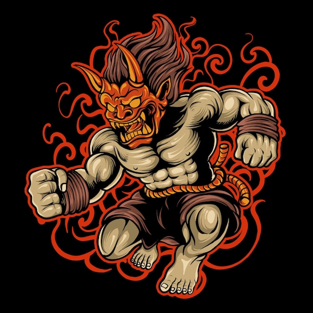 vector hannya duivel karate Japanse t-shirt ontwerp