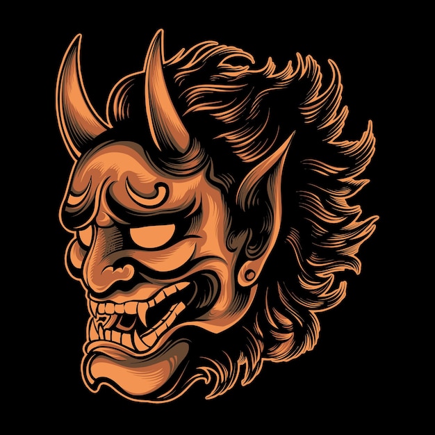 Vector vector hannya mask japanese street art illustration design