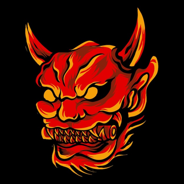 Vector vector hannya oni mask japanese illustration