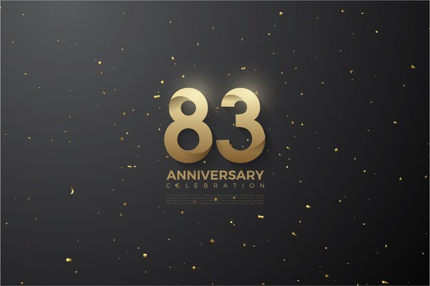 Векторный счастливый юбилей 83-й фон с номерами рядом со звездами