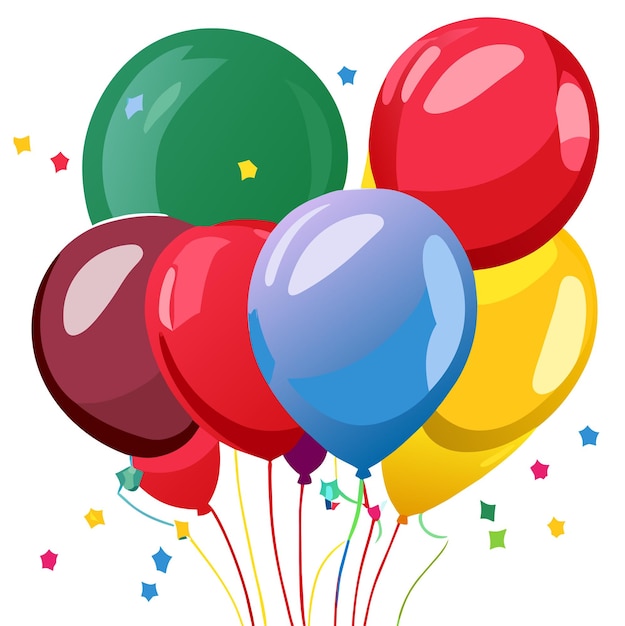 Vector vector happy birthday celebration background with realistic balloons