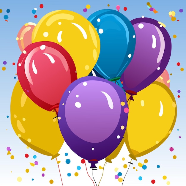 Vector vector happy birthday celebration background with realistic balloons