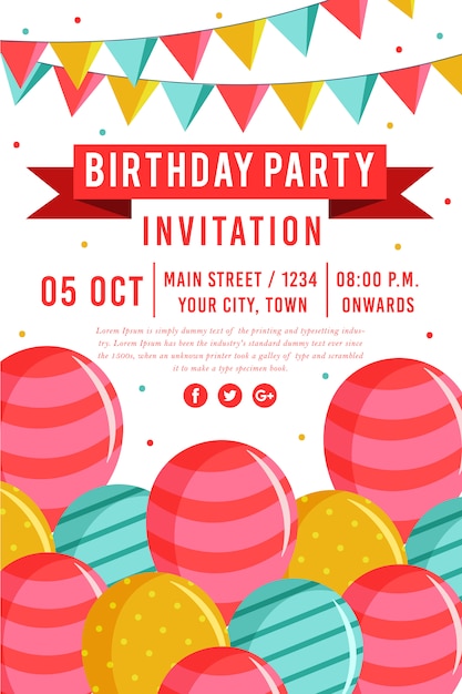 Vector vector happy birthday party poster