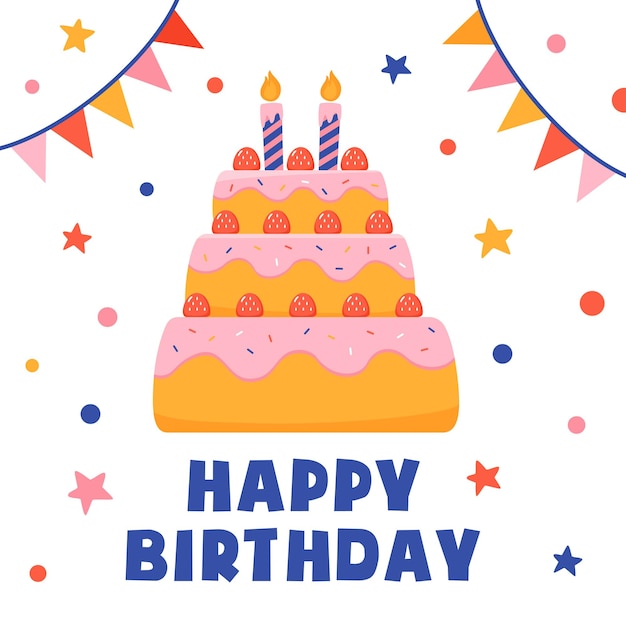 Vector Happy Birthday Post Illustration