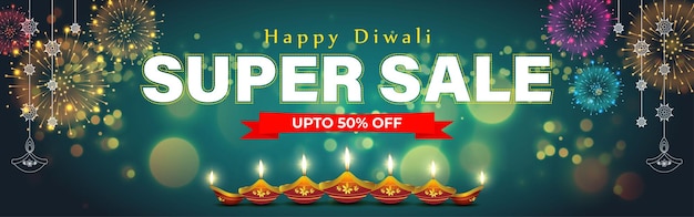 Vector happy diwali feestelijke seizoen sale banner