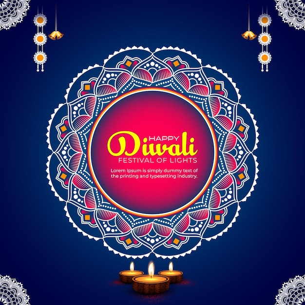 Vector happy diwali festival template of insta gram post