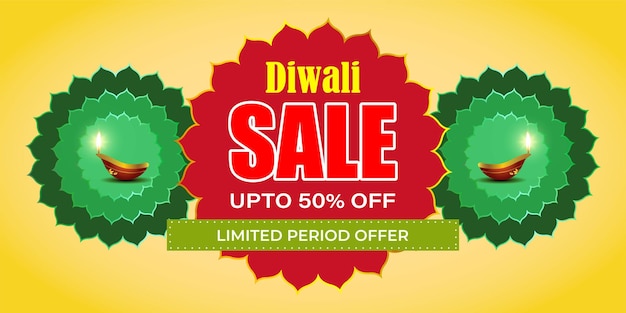 Vector happy diwali festive season sale banner