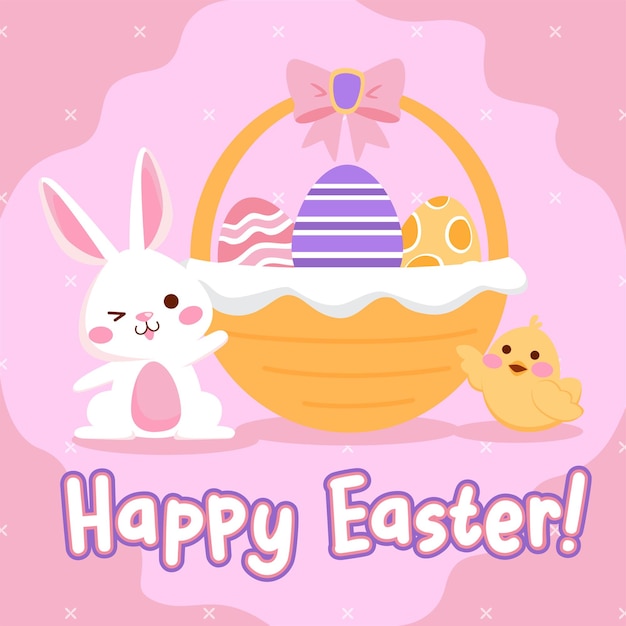 Vector Happy Easter Social Post Illustration