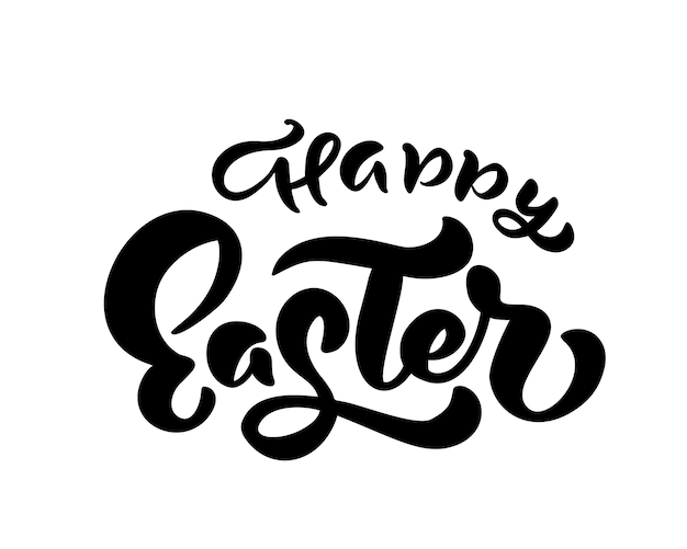 Vector happy Easter text Hand drawn calligraphy and brush pen isolated lettering design for holiday