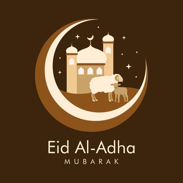 Векторный шаблон плаката "Счастливый eid al adha"