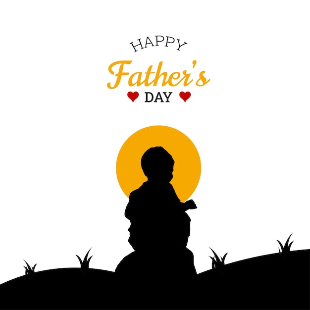 Vector happy father's day with dad and son silhouette