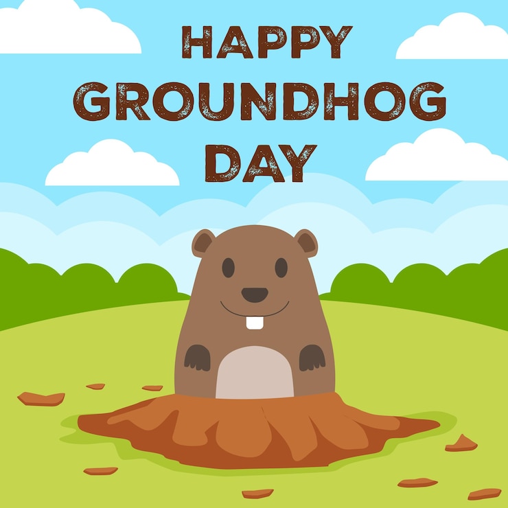 Vector vector happy groundhog day illustration in flat design
