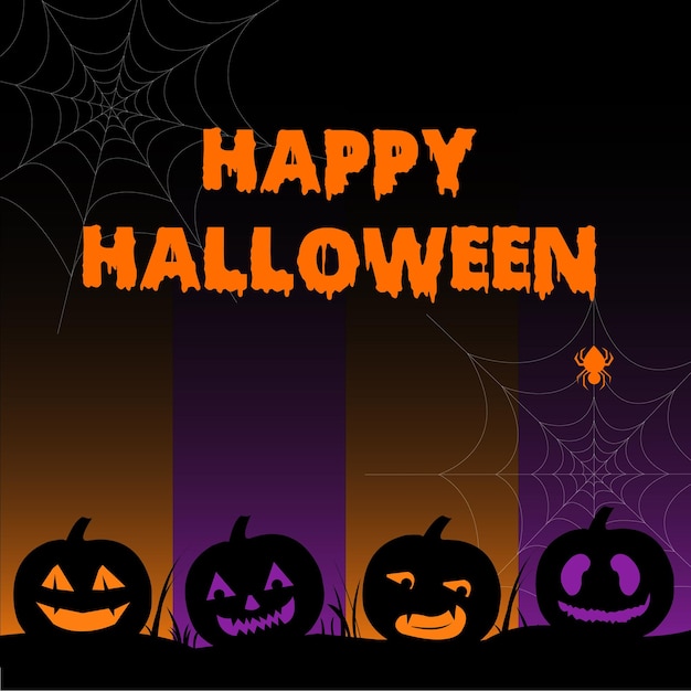 Vector of Happy Halloween creative design element with purple and orange spooky background