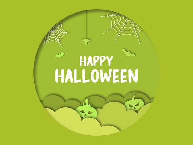 vector happy halloween on green background