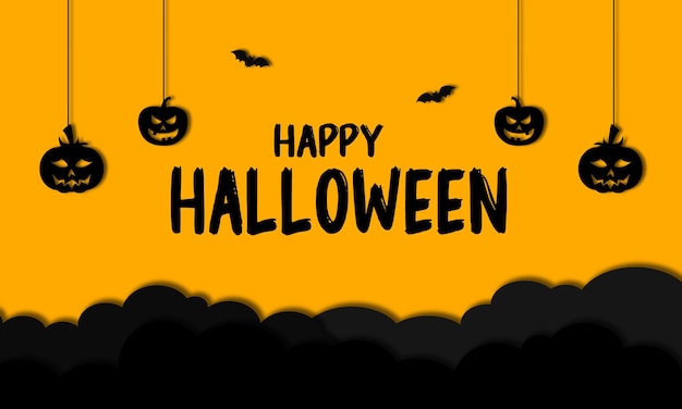 vector happy halloween on orange background