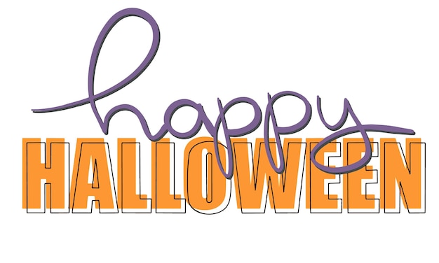 Vector Happy Halloween-tekstbanner. Labels, logo's, handgetekende tags en elementen voor feestelijke herfstde