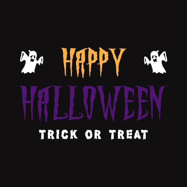 vector happy halloween trick or treat on black background
