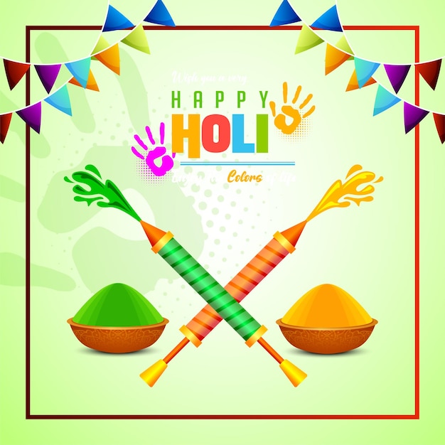 Vettore vector happy holi festival of colors background l happy holi design template social media