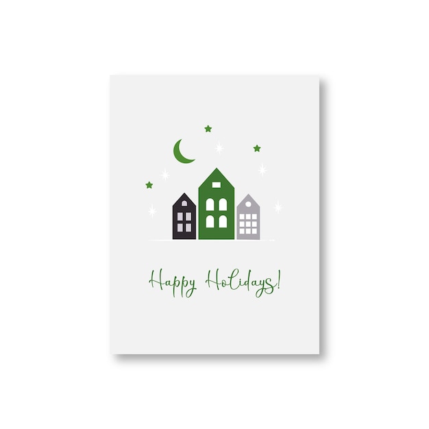 Vector happy holidays wenskaart scandinavische minimalistische stijl