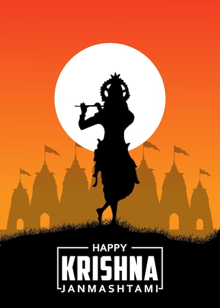 Vector happy Krishna janmashtami festival design