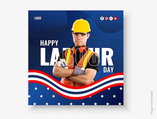 Vettore modello di progettazione post sui social media vector happy labor day