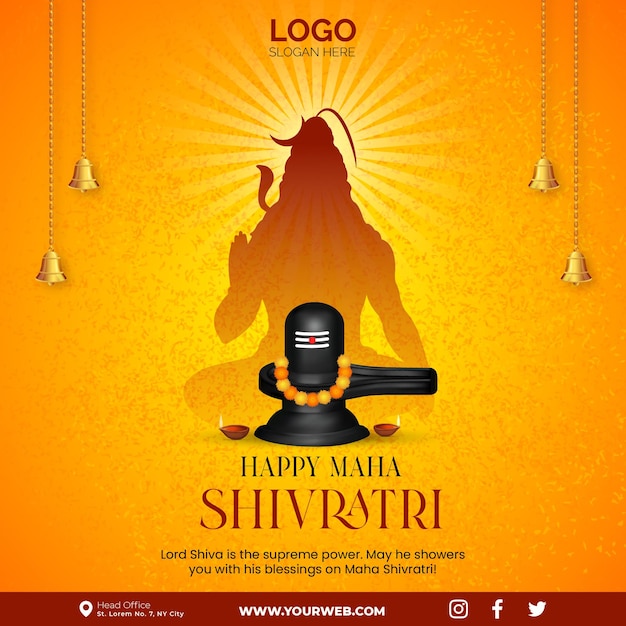 Vector vector happy maha shivratri lord shankar trishul and shivling