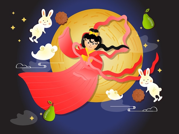 Vector happy midautumn festival moon festival