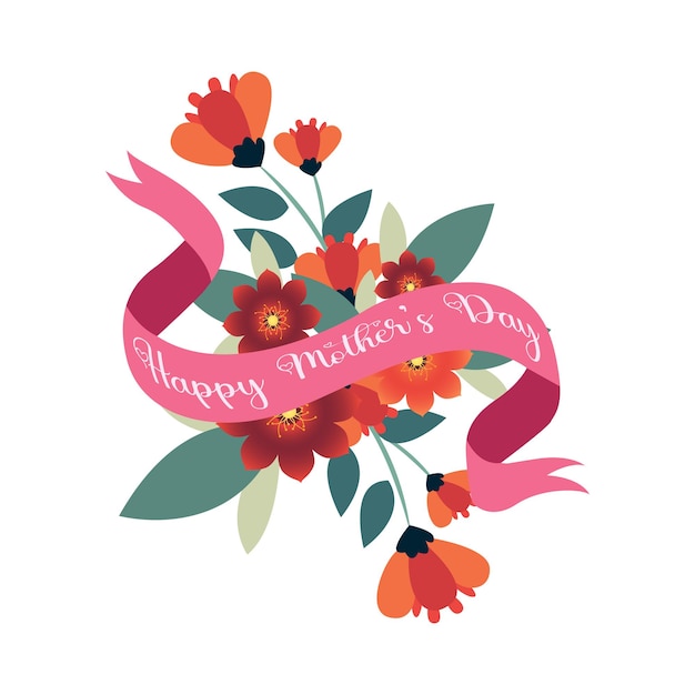 Vector happy mother's day background with flowers